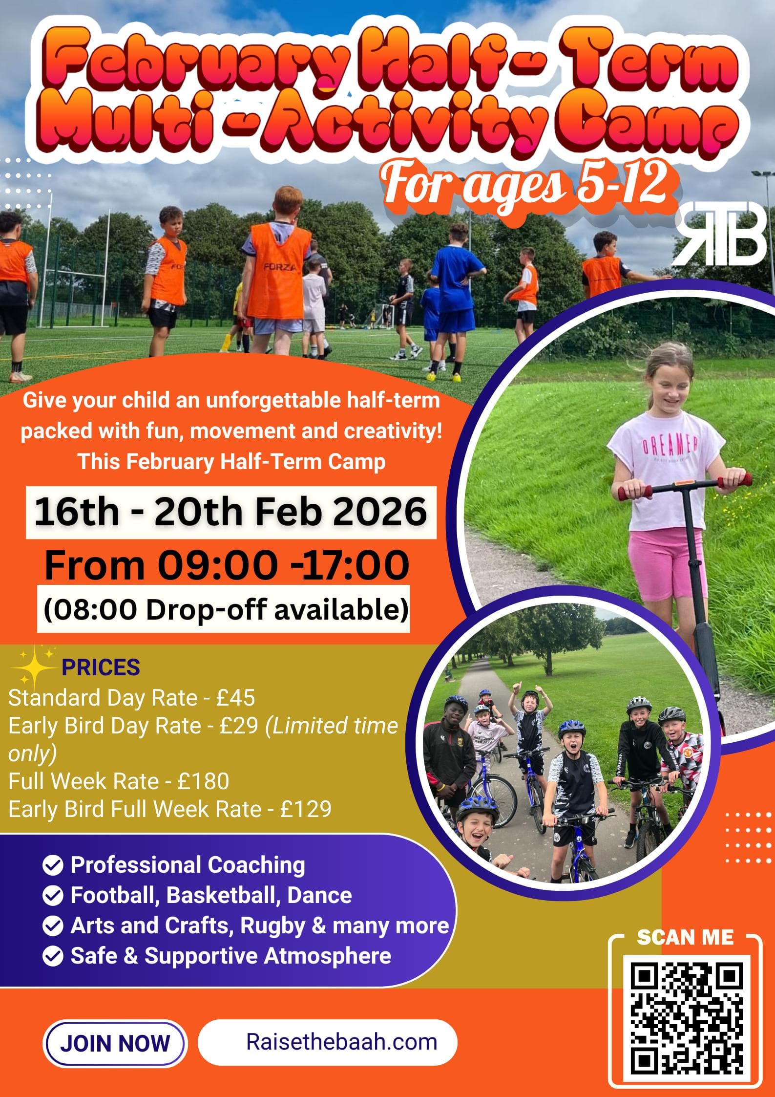 February half-term multi-activity camp poster